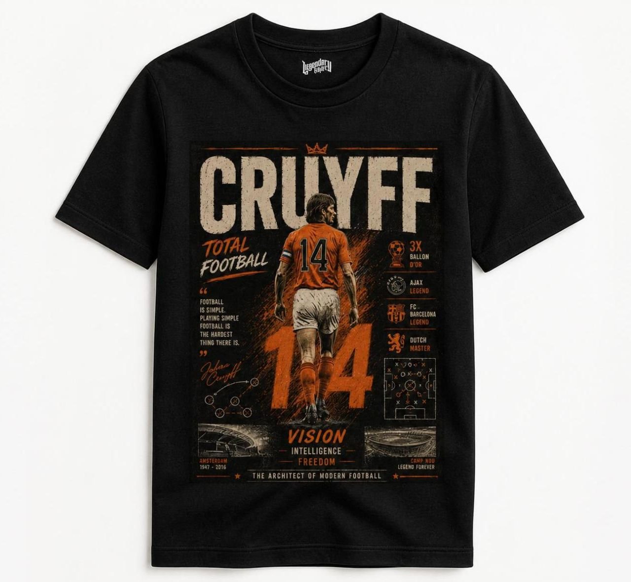 Johan Cruyff Number 14 Total Football Legend T-Shirt