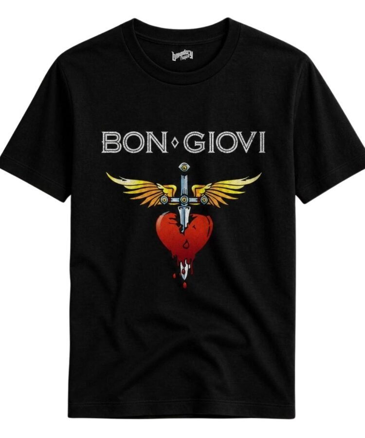 Bon Jovi Color Winged Heart Logo T-Shirt